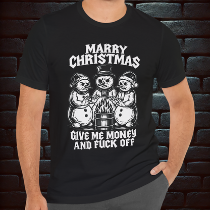 Give Me Money... Christmas T shirt– Scary Fun Design –Short Sleeve Tee