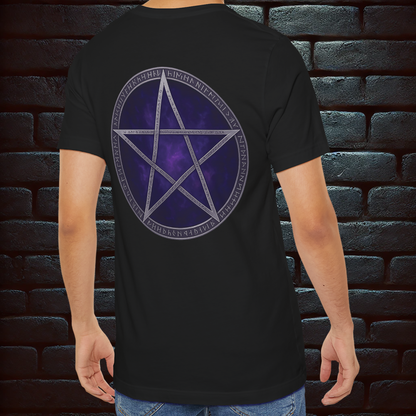 Grim Reaper Pumpkin T-Shirt with Pentagram Back Print – Gothic Halloween Short Sleeve Tee