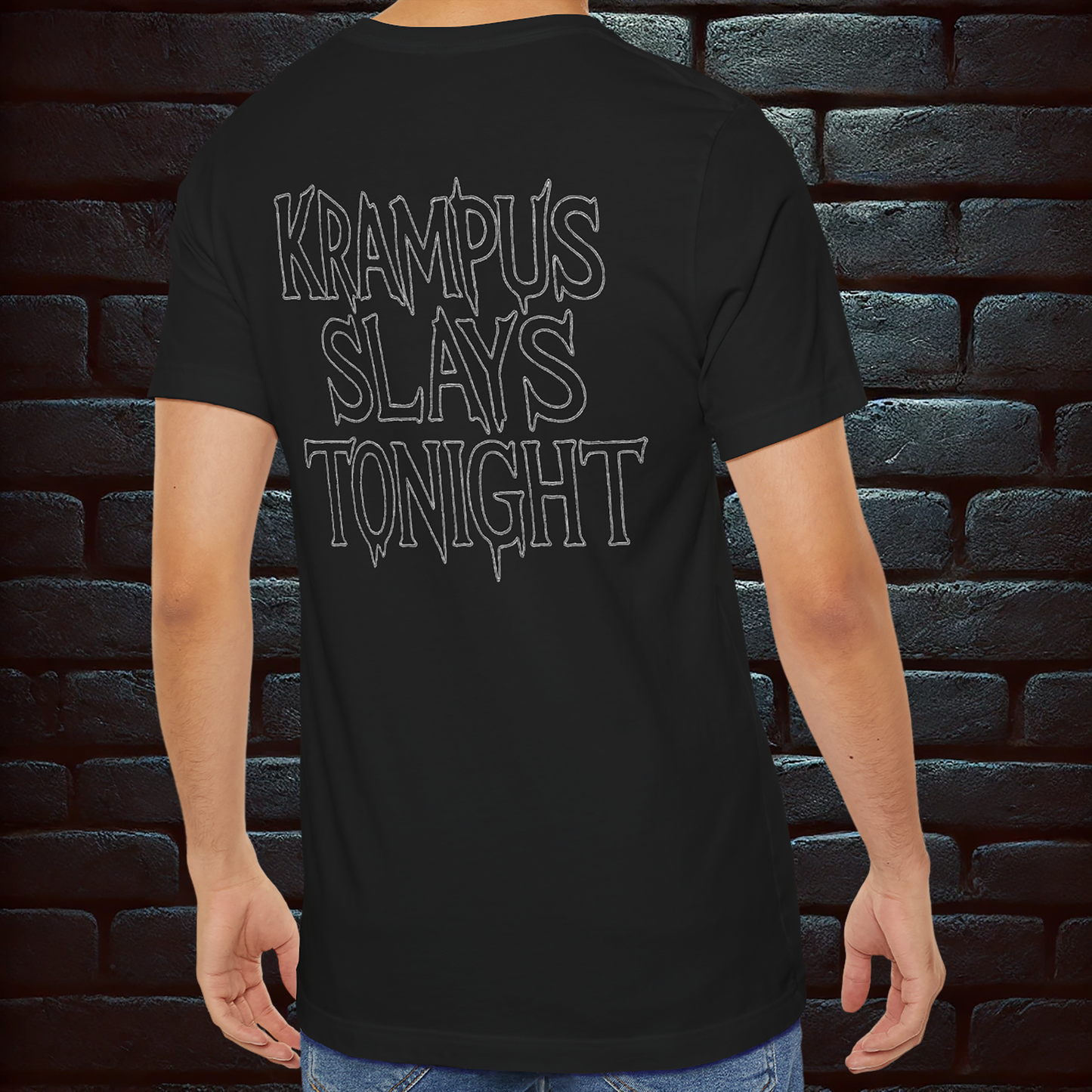 Krampus slays tonight Christmas T shirt– Scary Fun Design –Short Sleeve Tee