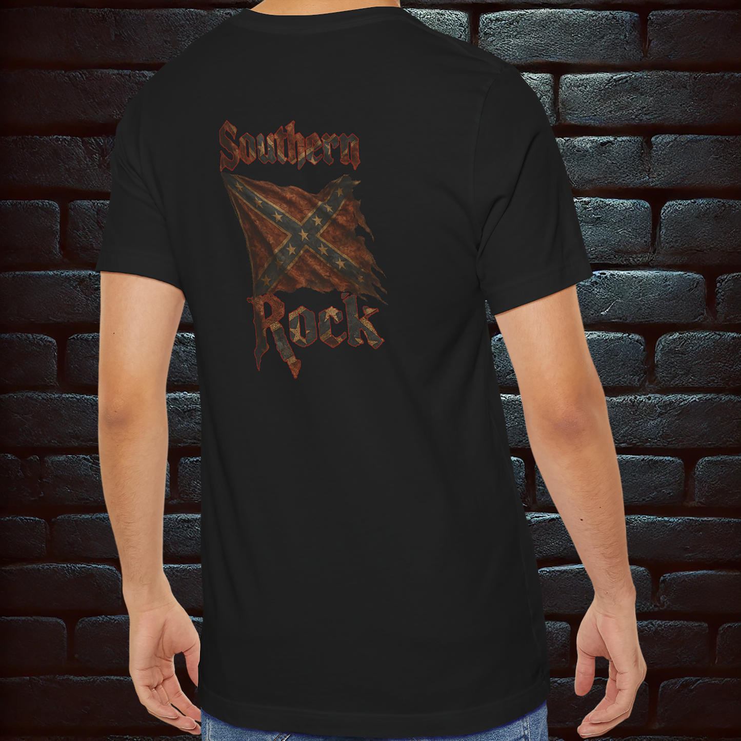 Southern Rock T-Shirt – Guitar & Rebel Flag | Biker Style T-Shirt – Exclusive Edition, Short Sleeve Tee
