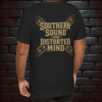 Southern Sound & Distorted Mind + Southern Rock Skull T-Shirt – Rebel Style Short Sleeve T- shirt