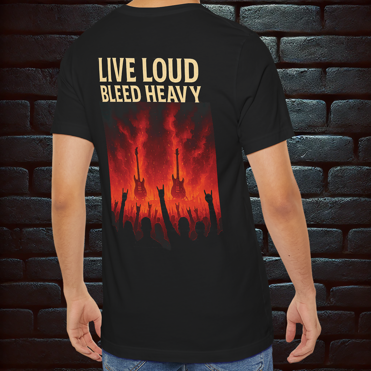Blood, Riffs & Fire – Heavy Metal Concert Tee, Short Sleeve T- shirt