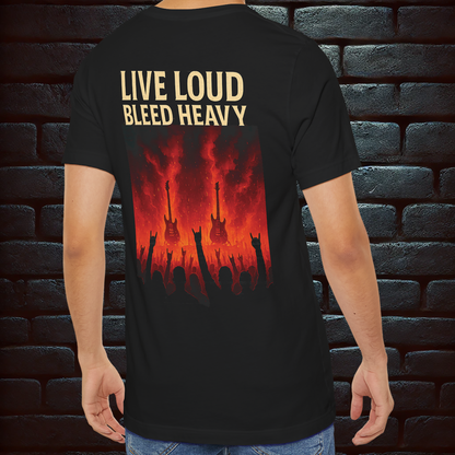 Blood, Riffs & Fire – Heavy Metal Concert Tee, Short Sleeve T- shirt