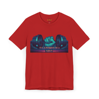 Fitness T-Shirt for Men Short Sleeve with print "IT'S A POWER OF A MIND" coton