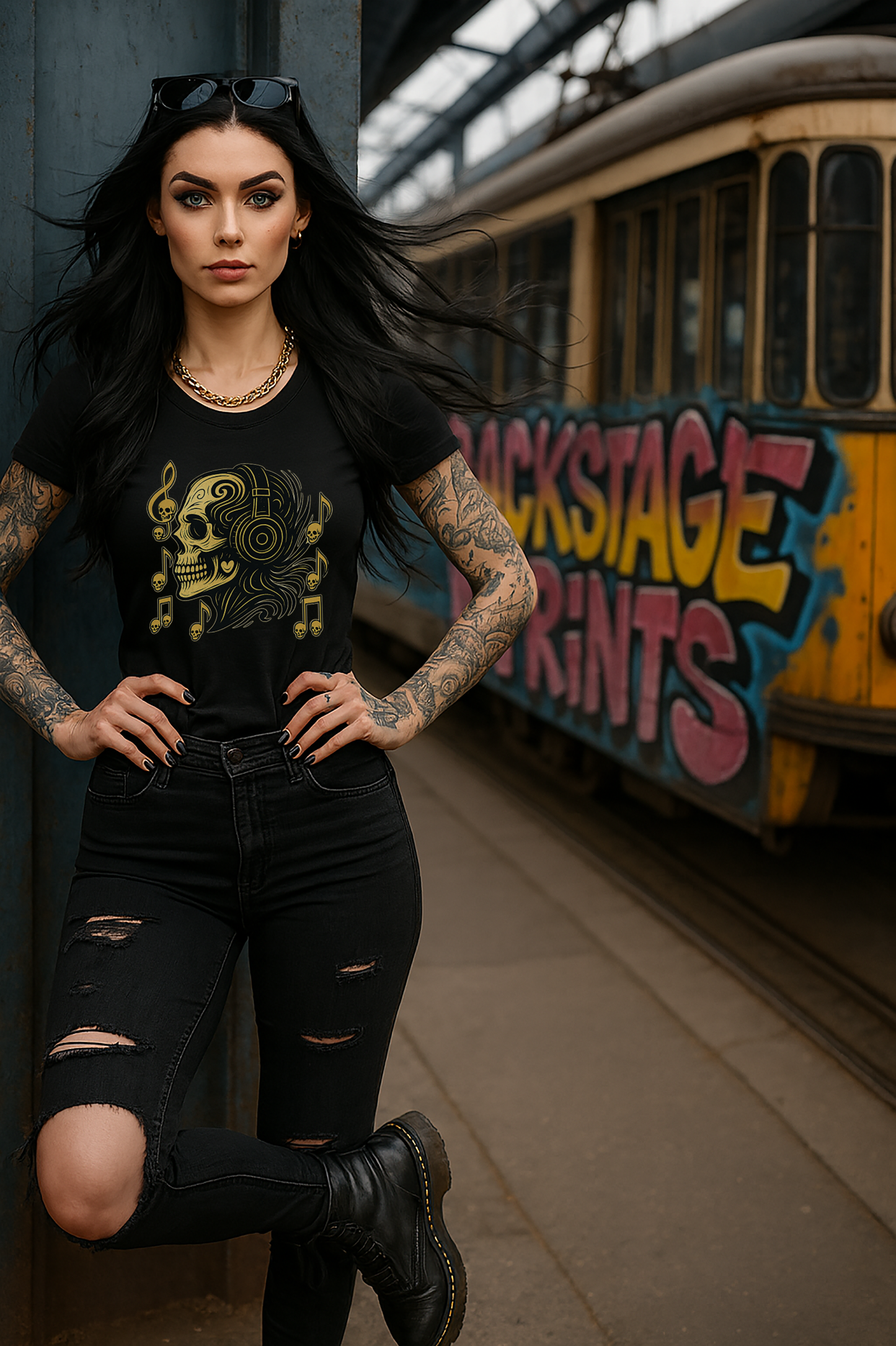 Romance of Death Skull Music T-Shirt  –Short Sleeve Tee